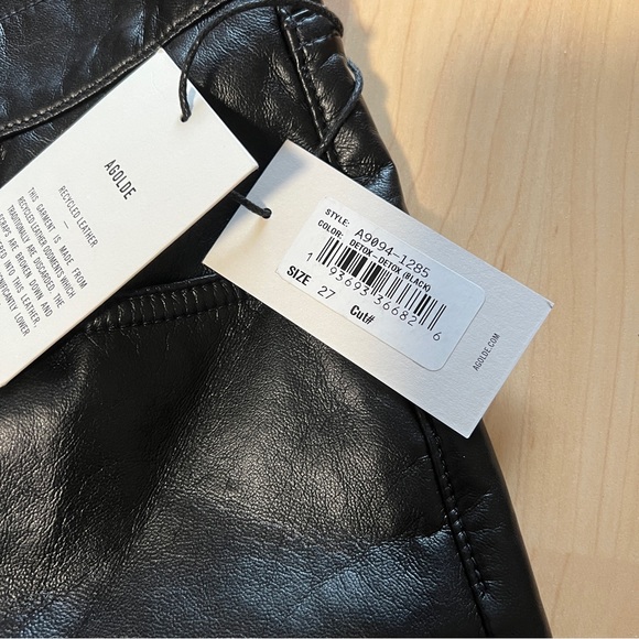 AGOLDE Recycled Leather Broken Waistband in Detox Black Size 27 retail $398 - Picture 11 of 15